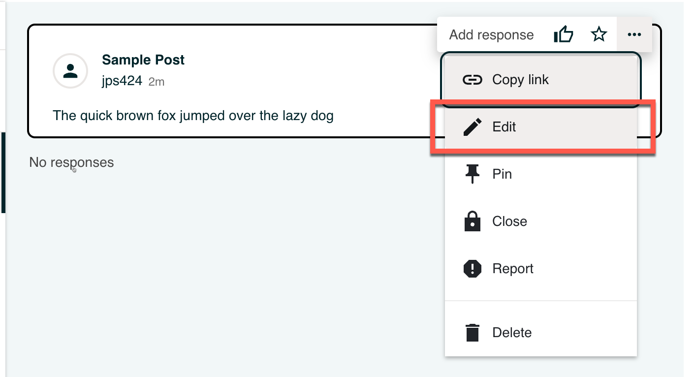 The kebab menu for the post.