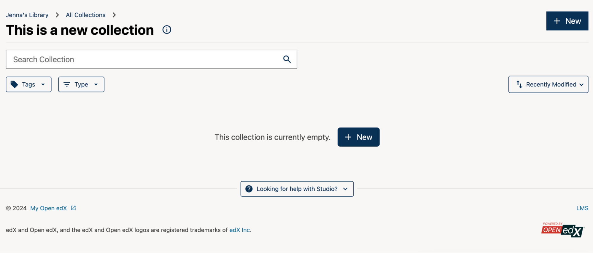 A blank page with the title, "This is a new collection"