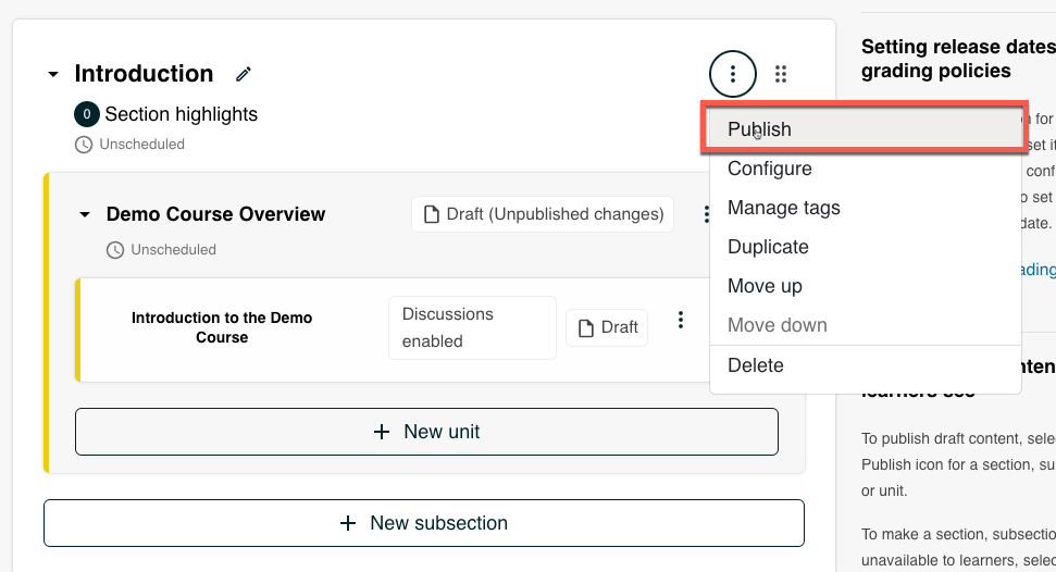 Publishing icon for a section.